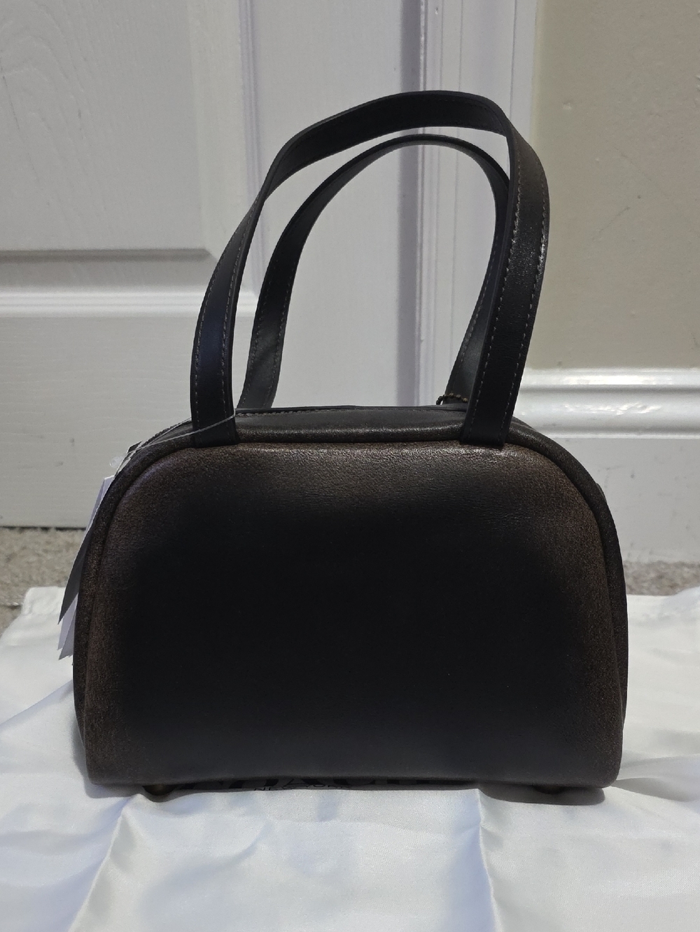 Coach Twin Turnlock 20 Loved Leather Brown and Black Brass Hand Bag - Picture 16 of 16